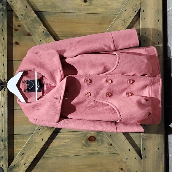 ONLY POWDER PINK WOOL BLEND DOUBLE BREASTED COAT SIZE MEDIUM WINTER OVERCOAT - Picture 1 of 12